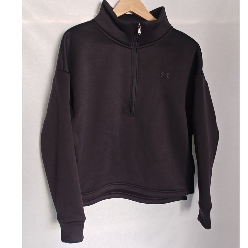 Under Armour Fleece Pullover Black Loose‎ Half Zip Side Vent Drop Shoulder M New